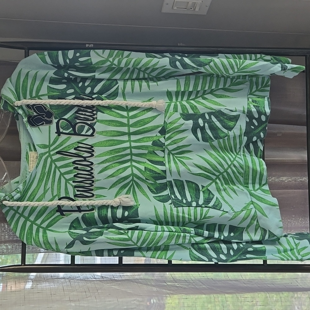 Leaf print beach hoodie